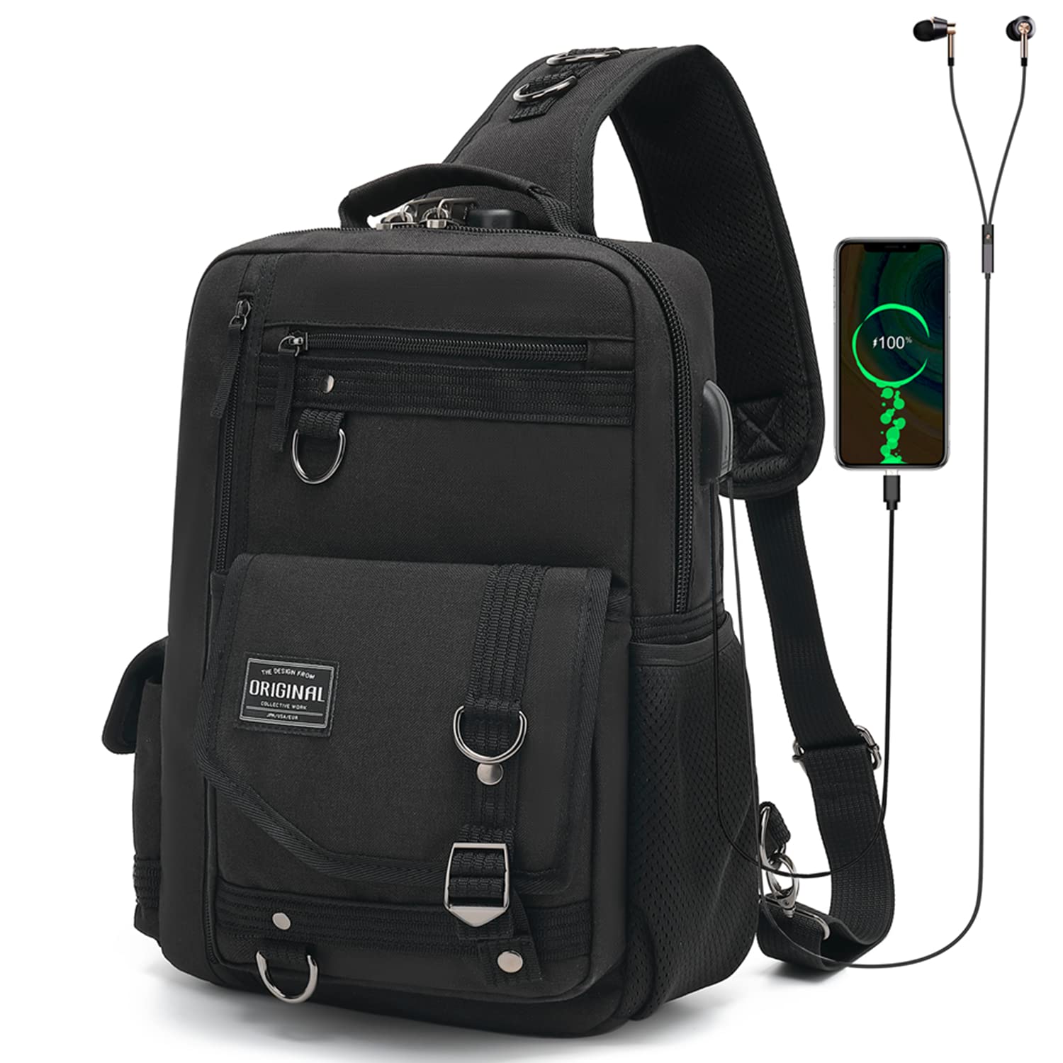 Leaper Anti-Theft Sling Bag for Men: 98% Theft-Proof Crossbody Bag with Locking Compartments - Secure Messenger Bag for Metro Commuting, Office & Business Travel for Urban Professionals