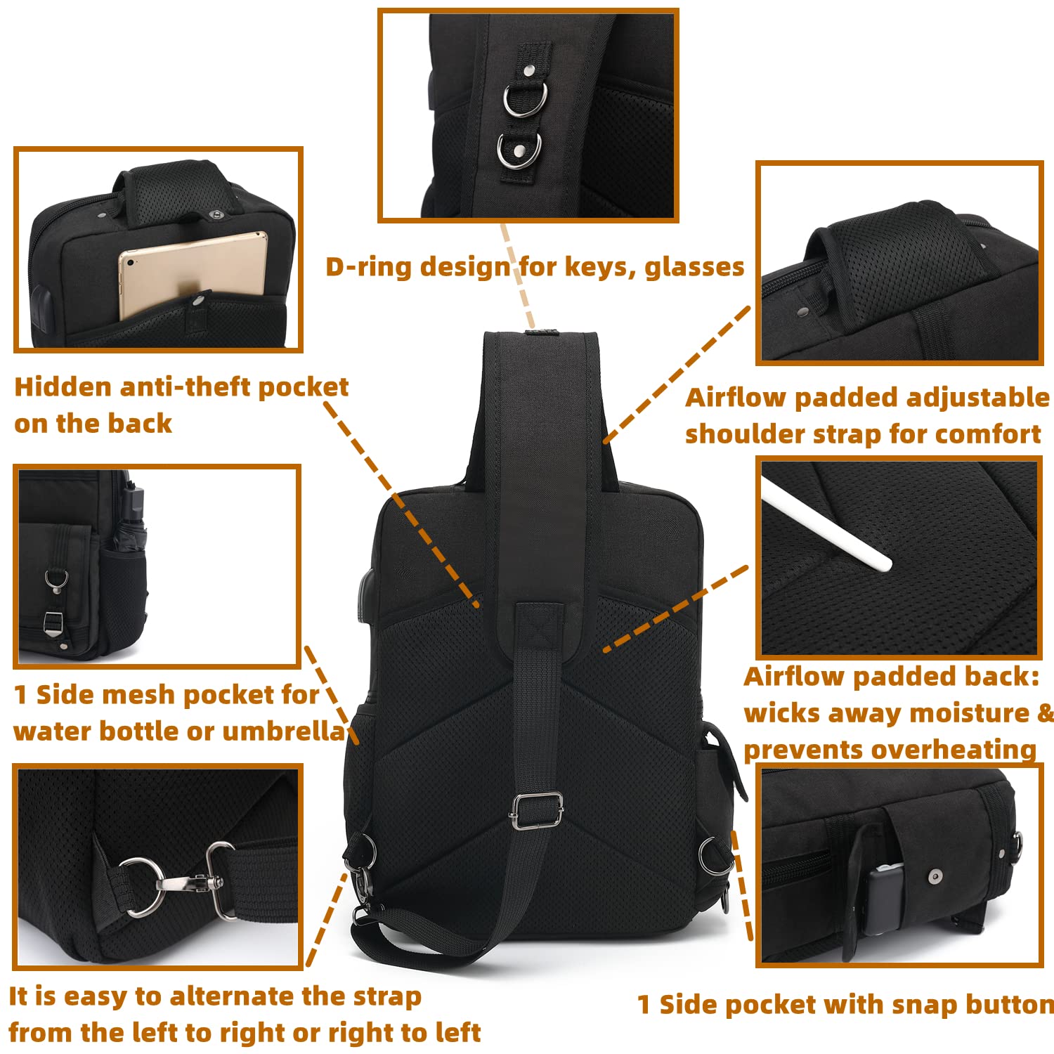 Leaper Anti-Theft Sling Bag for Men: 98% Theft-Proof Crossbody Bag with Locking Compartments - Secure Messenger Bag for Metro Commuting, Office & Business Travel for Urban Professionals - Image 6