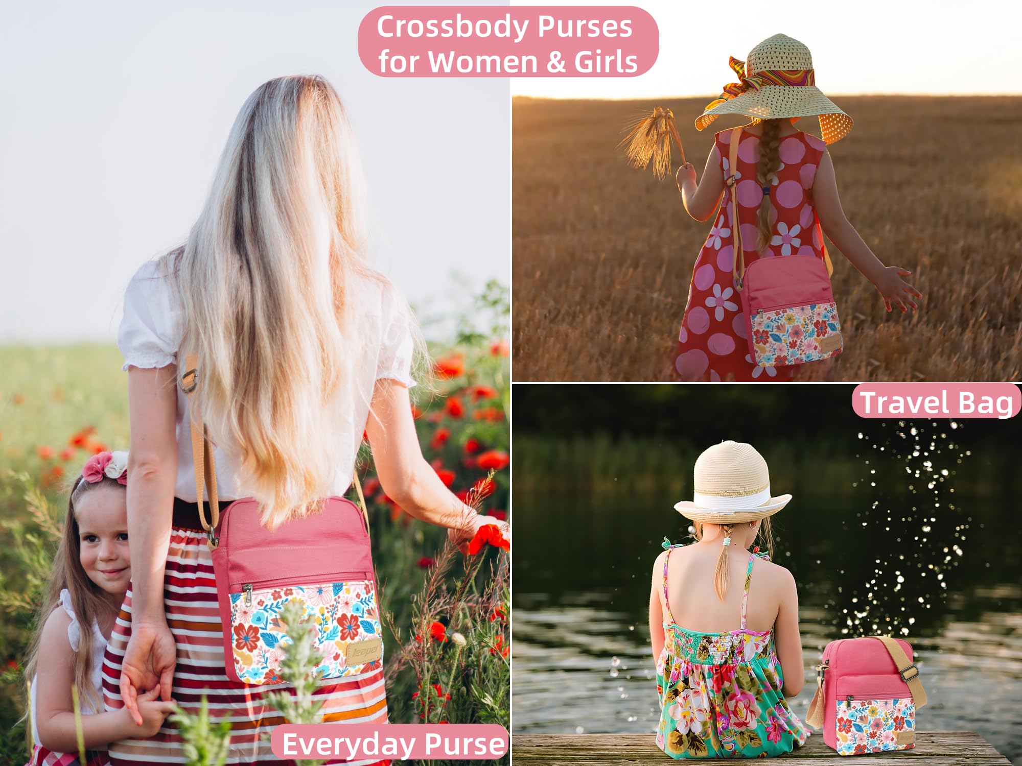 Leaper Girls Crossbody Purses for Kids 2 PCS Cross Body Bag Women Messenger Bag Girls Canvas Bag Cross Body Purse Set | for Kids, 2 PCS, Women - Image 2