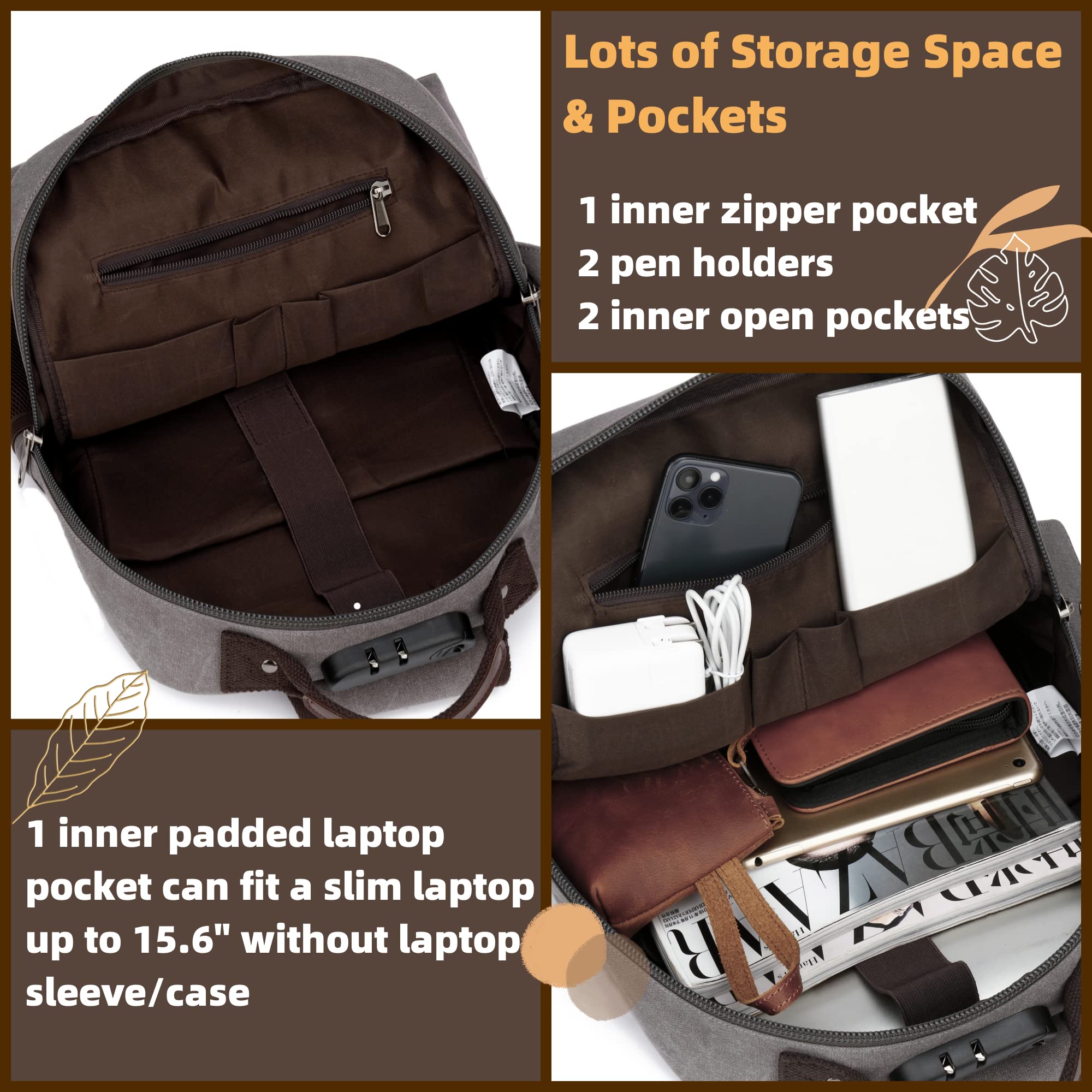 Leaper Retro Crossbody Bag Sling Bag Canvas Messenger Bag for Men Women Shoulder Bag Crossbody Handbags Satchel Travel Bag - Image 4