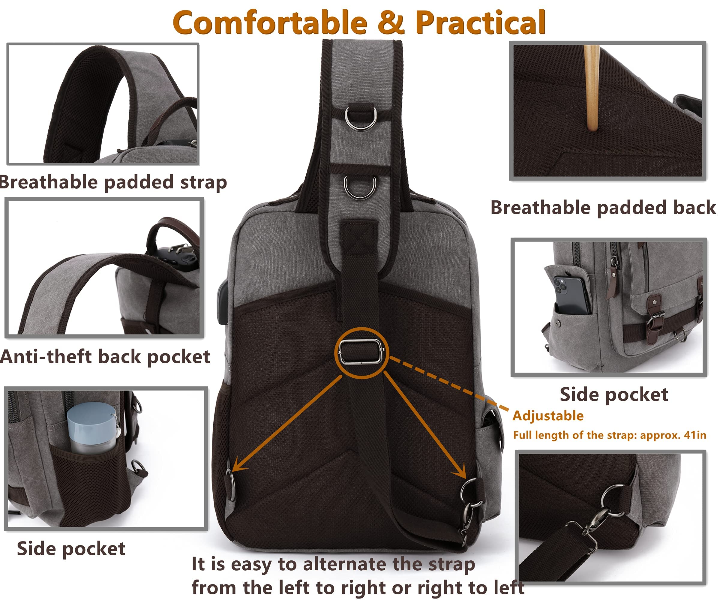 Leaper Retro Crossbody Bag Sling Bag Canvas Messenger Bag for Men Women Shoulder Bag Crossbody Handbags Satchel Travel Bag - Image 7
