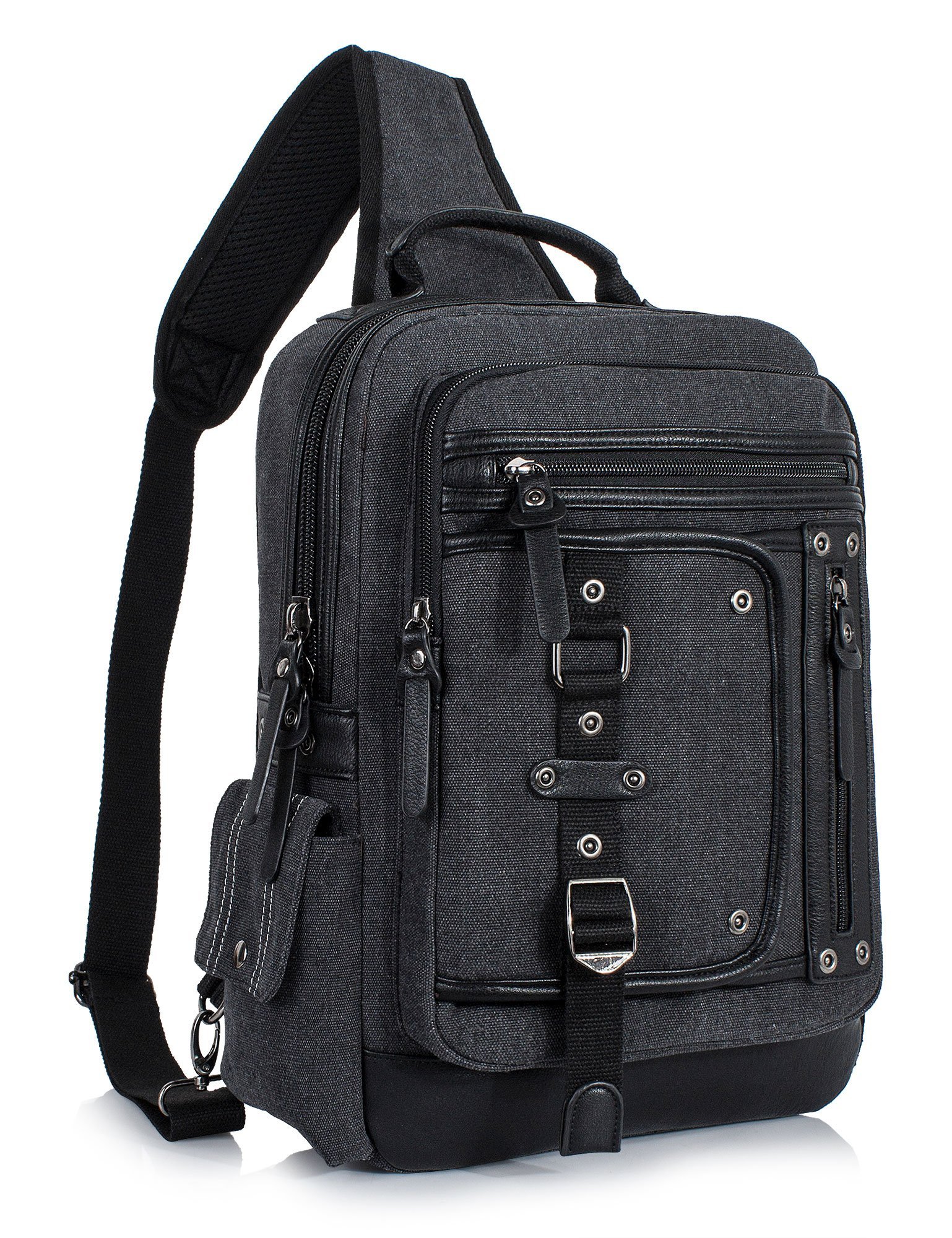 Leaper Sling Backpack Men Large: Canvas Messenger Bag for Men Crossbody - Single Strap Laptop Hiking School Casual Daypacks