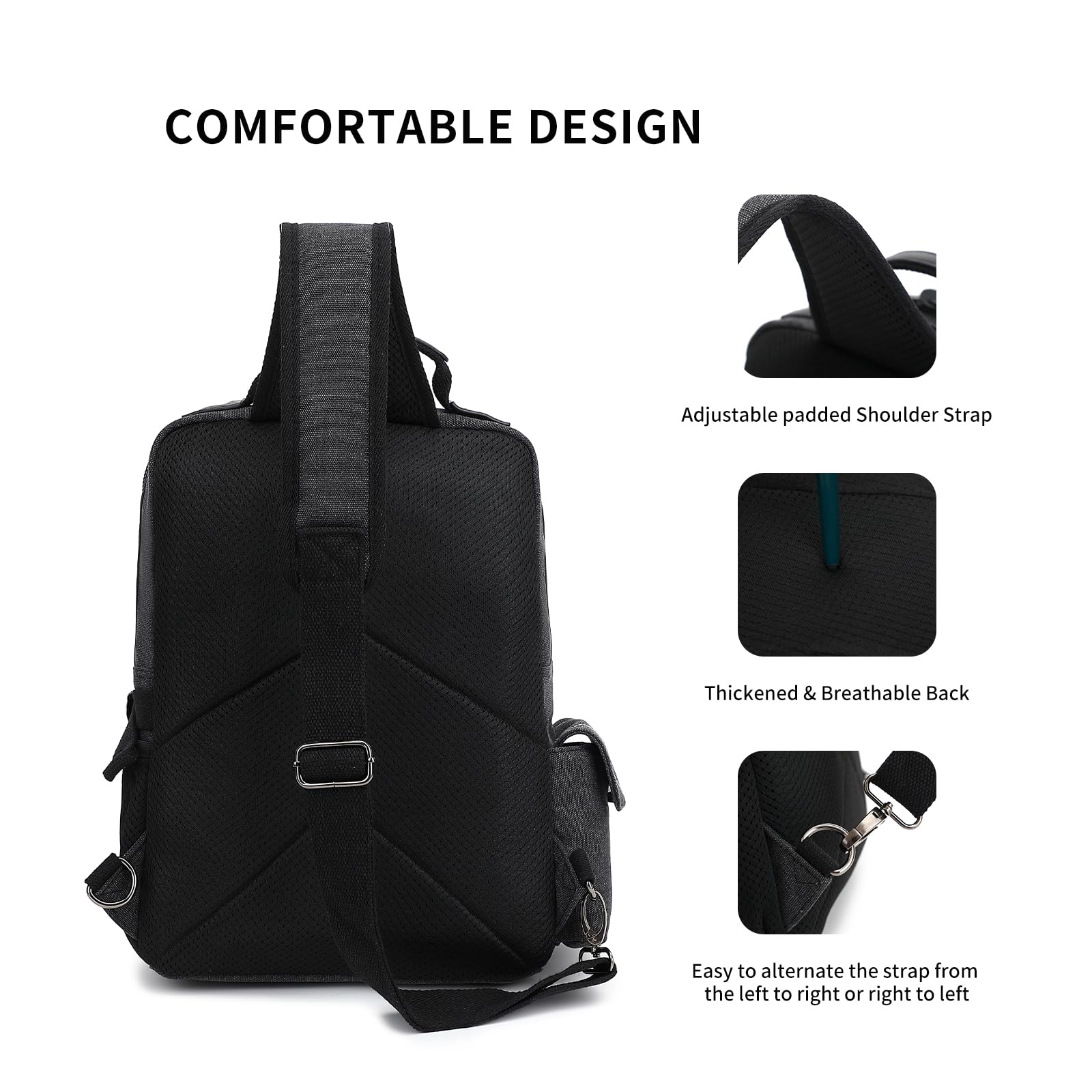 Leaper Sling Backpack Men Large: Canvas Messenger Bag for Men Crossbody - Single Strap Laptop Hiking School Casual Daypacks - Image 4