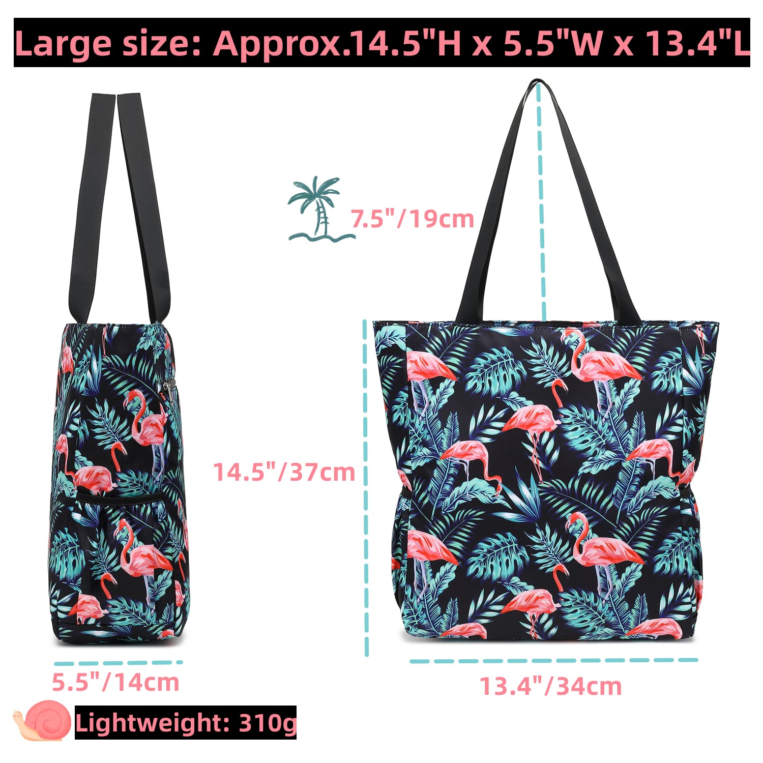 Leaper Travel Tote Bag Wear-Resistant Portable and Foldable Handbags Shoulder Bag for Gym, Beach, Travel and Daily Use - Image 4